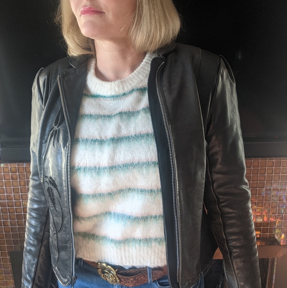 Gypsy Leather Motorcycle Jacket w Roses and Medallions - Picture 5 of 8